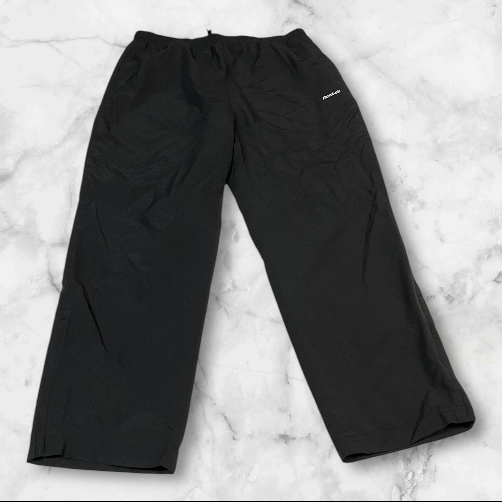Reebok Vintage Trackpants Baggy Nylon Stoff aus Regenjacke L 428
