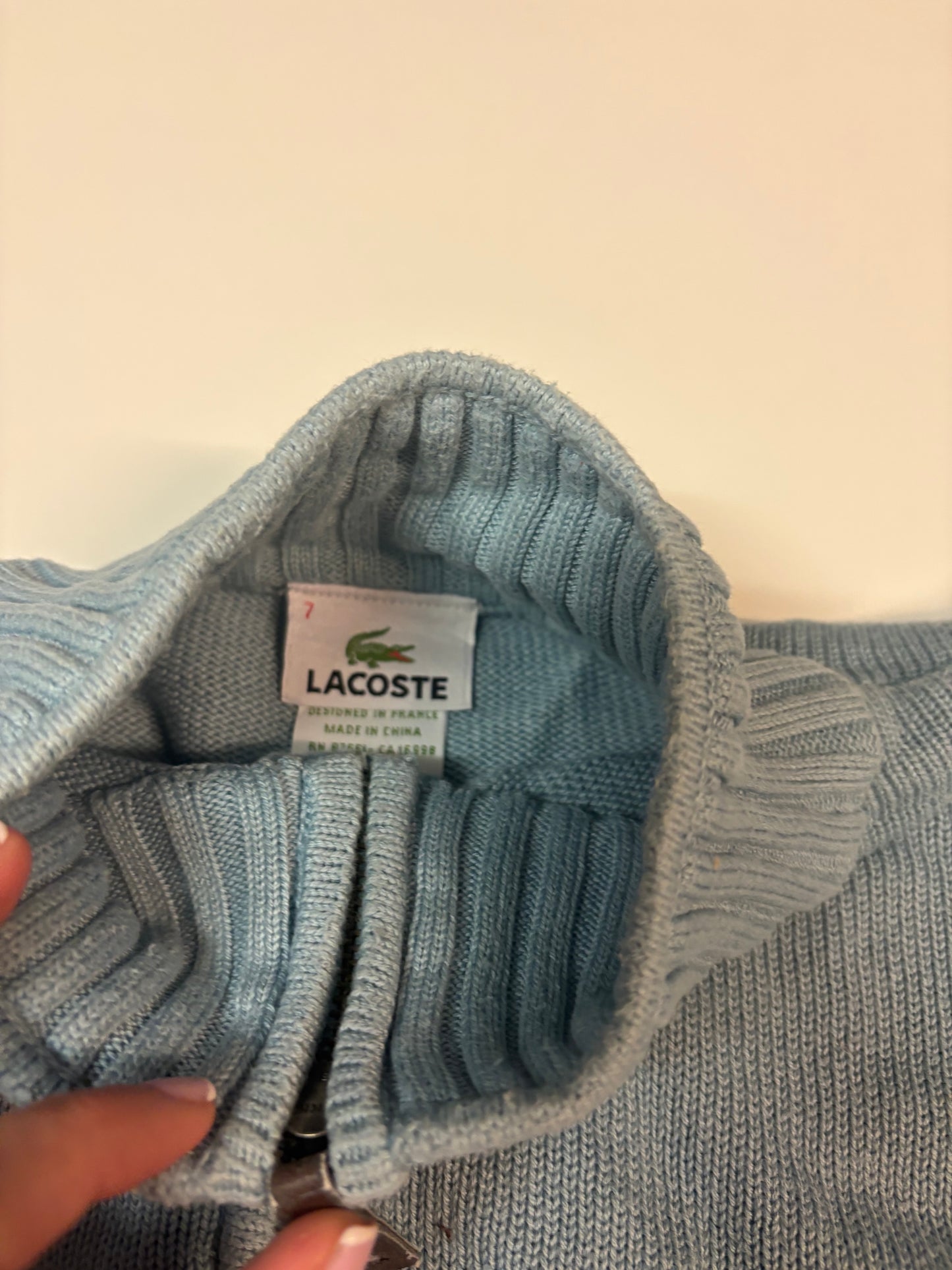 Lacoste vintage 3/4 Zip Babyblau L 5863