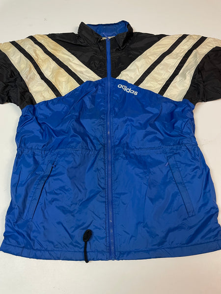 Adidas Vintage Trackjacket Nylon Stoff aus Regenjacke Gefüttert L 8935