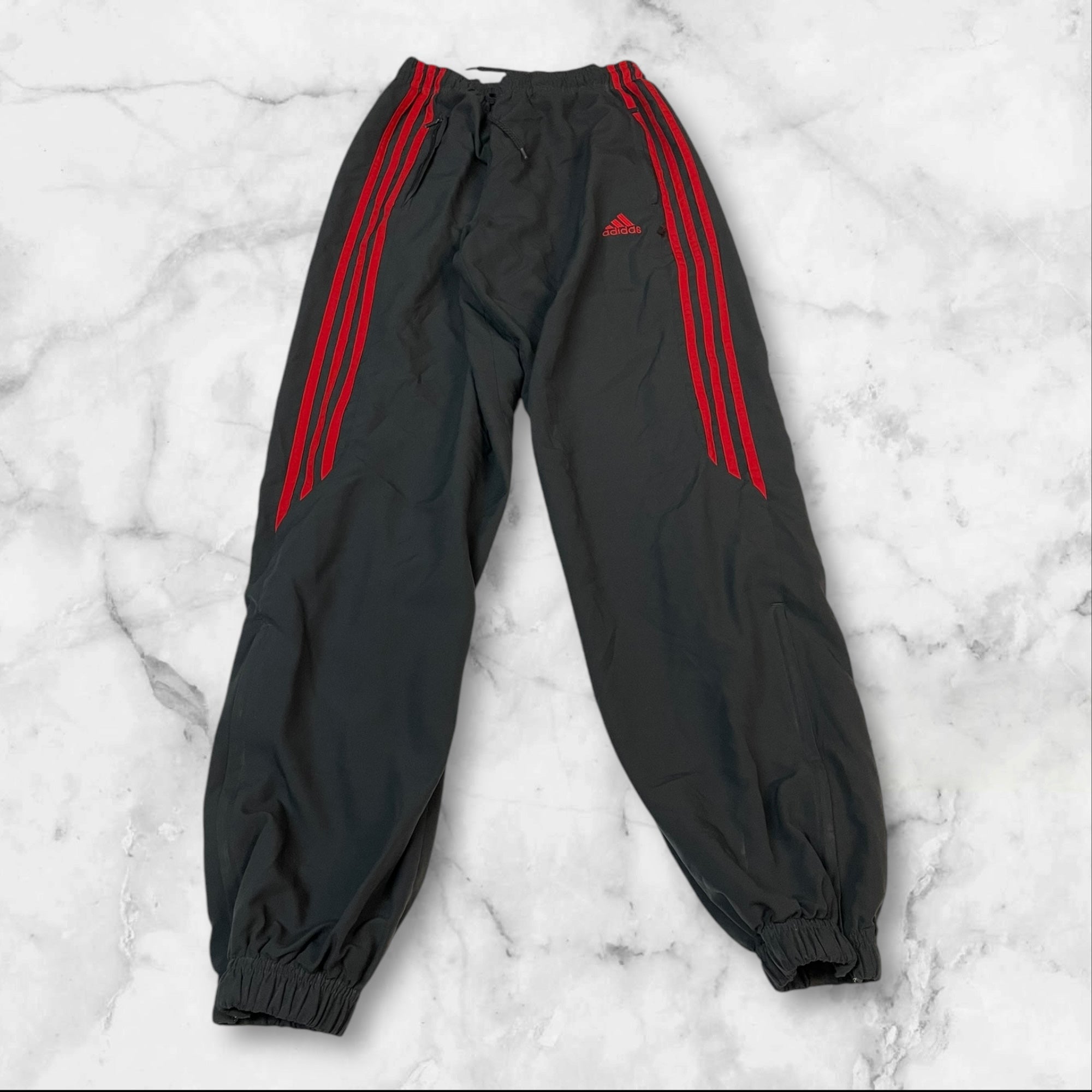 Adidas Vintage Trackpants Baggy Nylon Stoff aus Regenjacke S 431