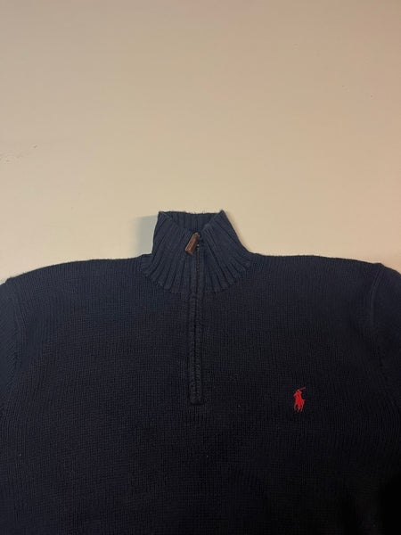 Vintage Polo Ralph Lauren Pullover Heavy Cotton Navy L fit M 733