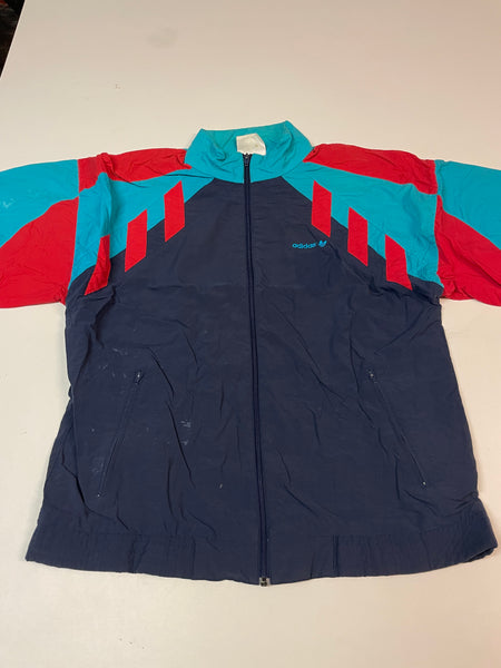 Adidas Vintage Trackjacket Nylon Stoff aus Regenjacke L 9864