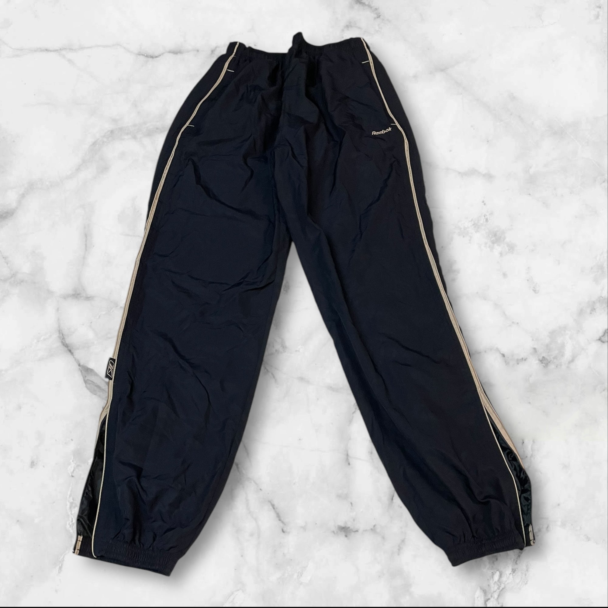 Reebok Vintage Trackpants Baggy Nylon Stoff aus Regenjacke M 422