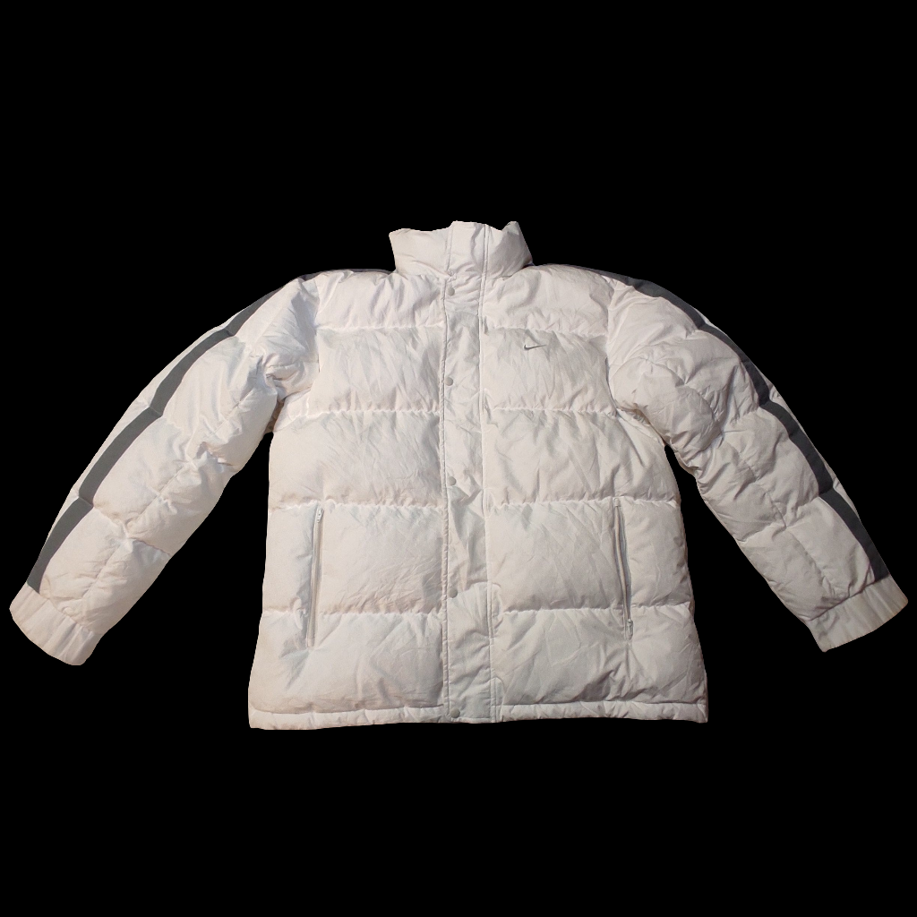 Nike White Daunenjacke mit Kapuze L - XL #9327