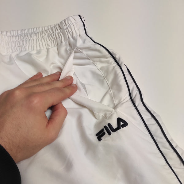 Fila vintage Trackpants baggy White S baggy nylon Stoff aus Regenjacke 9250