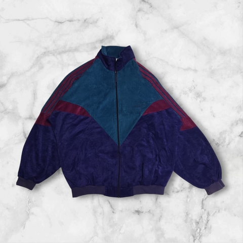 Adidas Vintage Trackjacket L Stoff wie Velour #9874