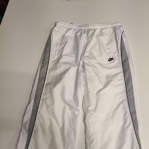 Nike Trackpants Vintage White L baggy Nylon stoff aus Regenjacke #9112