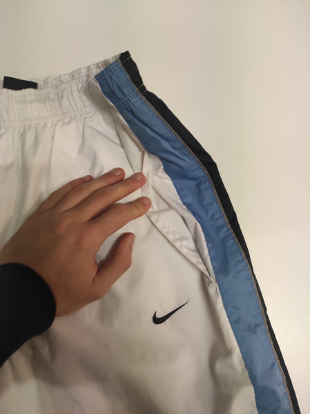 Nike Trackpants Vintage White Baggy Nylon Stoff aus Regenjacke M - L #9668