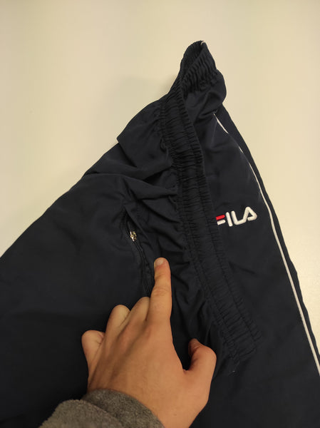 Fila Vintage Reflective Trackpants M Baggy Nylon Stoff aus Regenjacke #9849