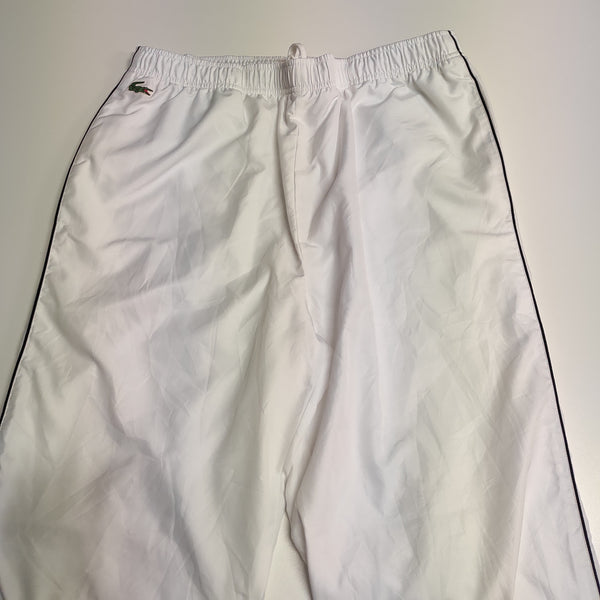 Lacoste Vintage Baggy White Trackpants M Nyln Stoff aus Regenjacke M #8759 Gr XL fit M