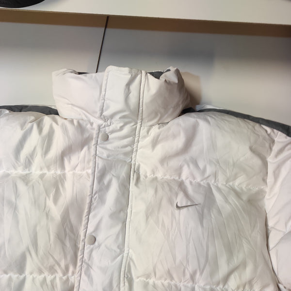 Nike White Daunenjacke mit Kapuze L - XL #9327